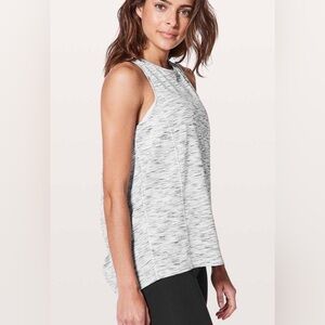 Lululemon EUC Low Key Tank Silver Tiger Space Dye Black White Gray Open back